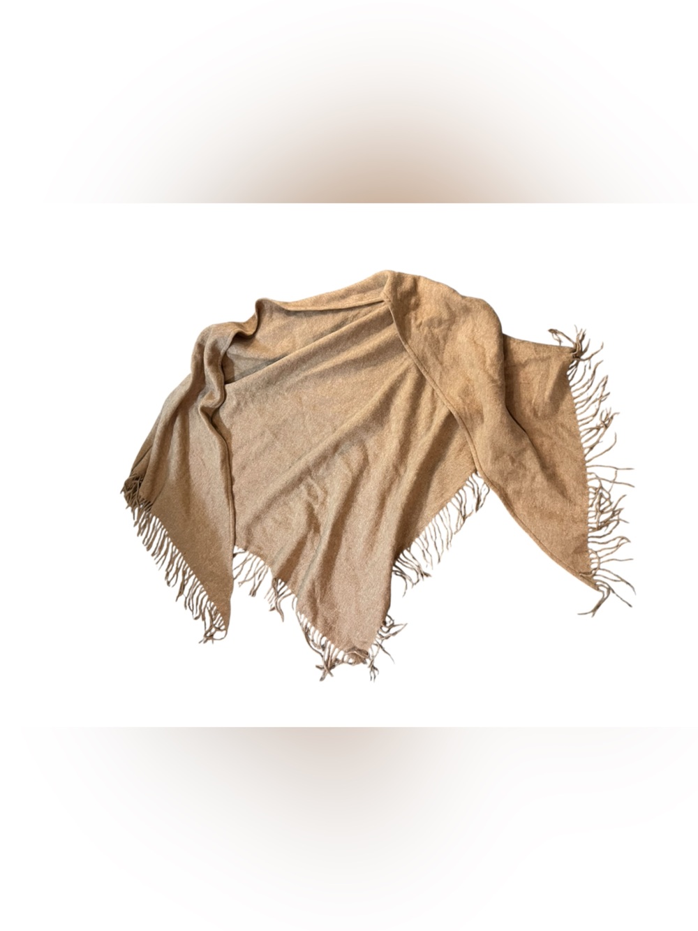 Joie Cozy Fringe Wrap Shawl in Camel Tan